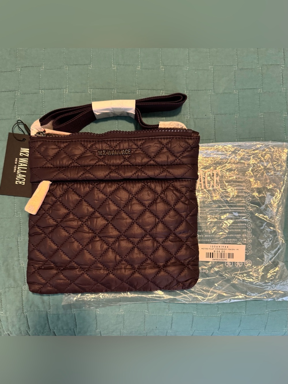 NWT MZ Wallace Metro Flat Crossbody Raisin Purple $135